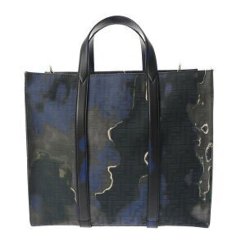 Fendi Shopper Tote FF Zucca Blue Black AHUE 228 3262 Sunset Jacquard Bag